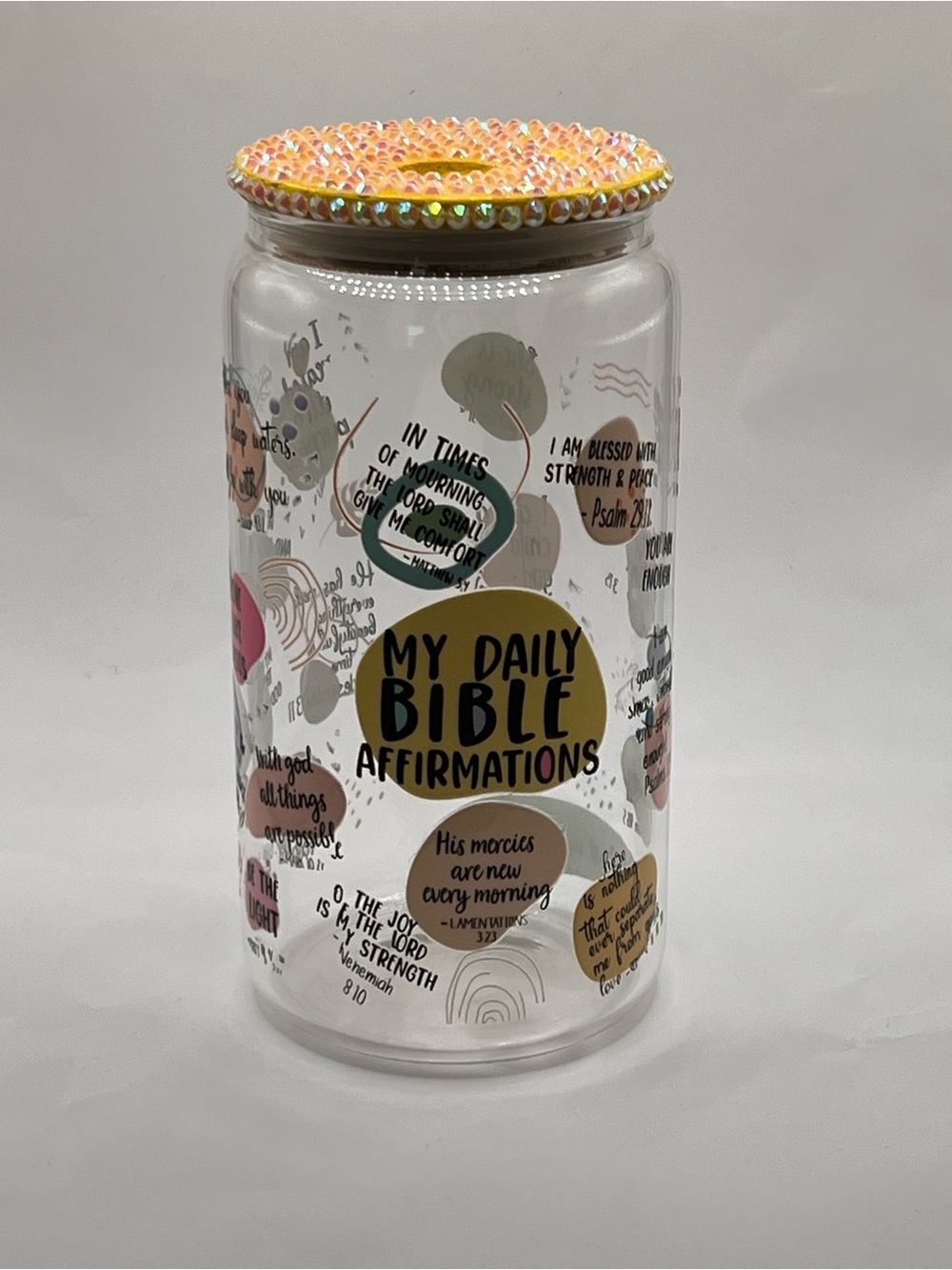 My Daily Bible Affirmations Glass Jar with Decorative Lid - Pink/Gold
